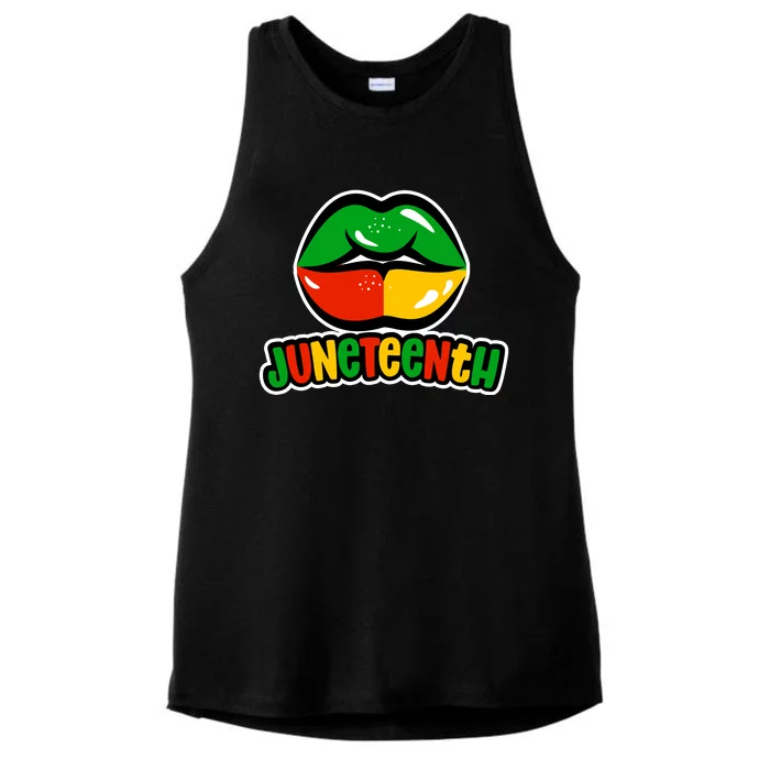 Juneteenth Lips Black History Month Ladies Tri-Blend Wicking Tank