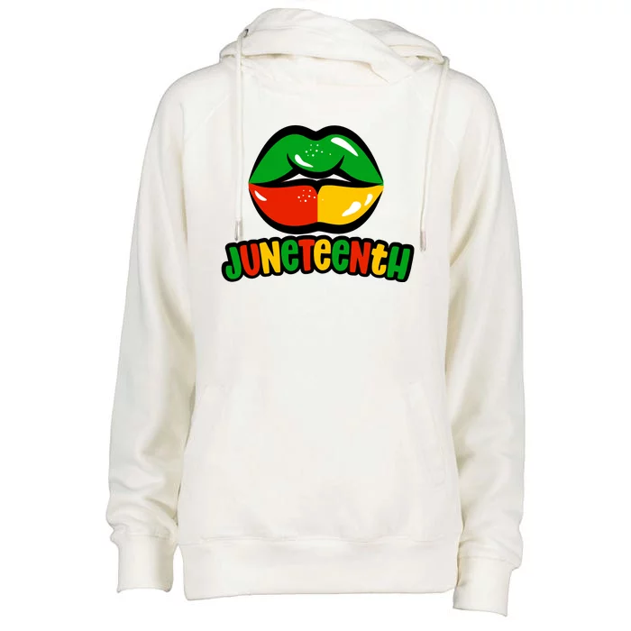 Juneteenth Lips Black History Month Womens Funnel Neck Pullover Hood