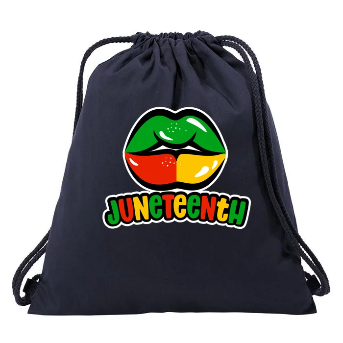 Juneteenth Lips Black History Month Drawstring Bag