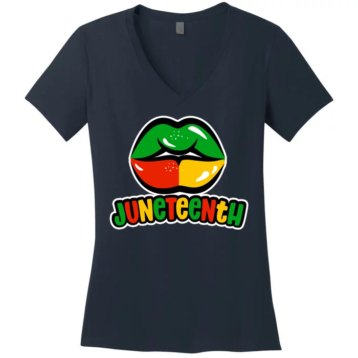 Juneteenth Lips Black History Month Women's V-Neck T-Shirt