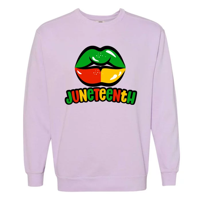 Juneteenth Lips Black History Month Garment-Dyed Sweatshirt