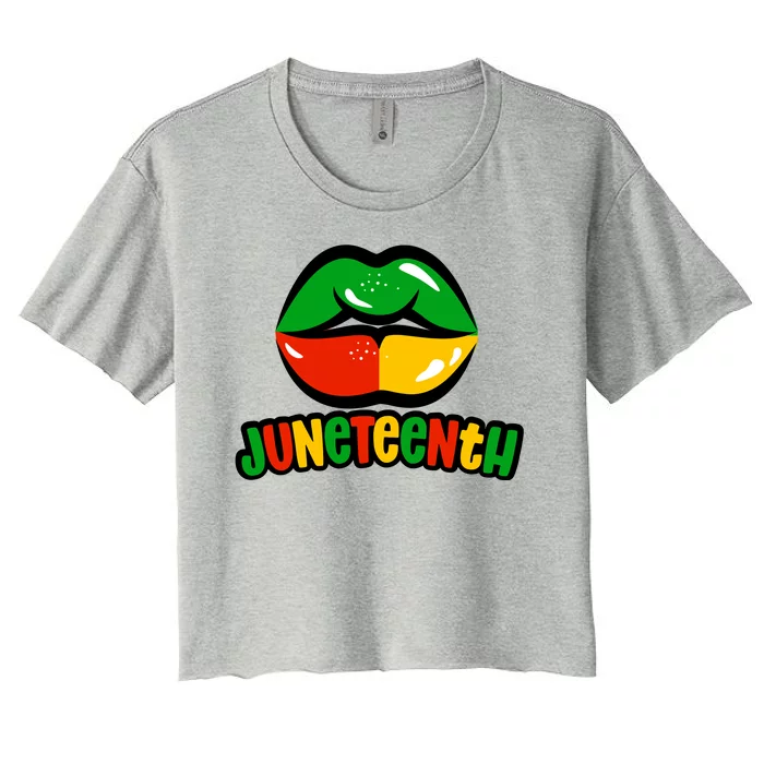 Juneteenth Lips Black History Month Women's Crop Top Tee