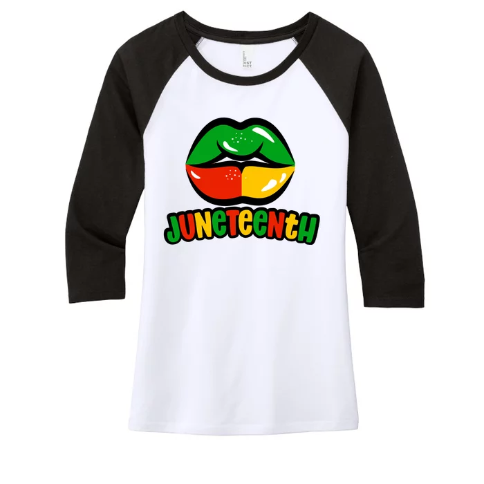 Juneteenth Lips Black History Month Women's Tri-Blend 3/4-Sleeve Raglan Shirt