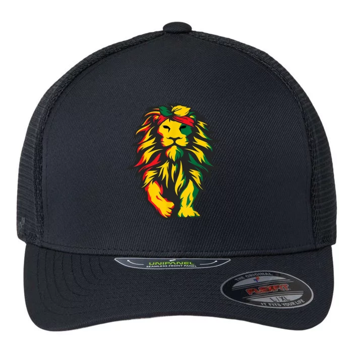 Juneteenth Lion Black History African American Flexfit Unipanel Trucker Cap