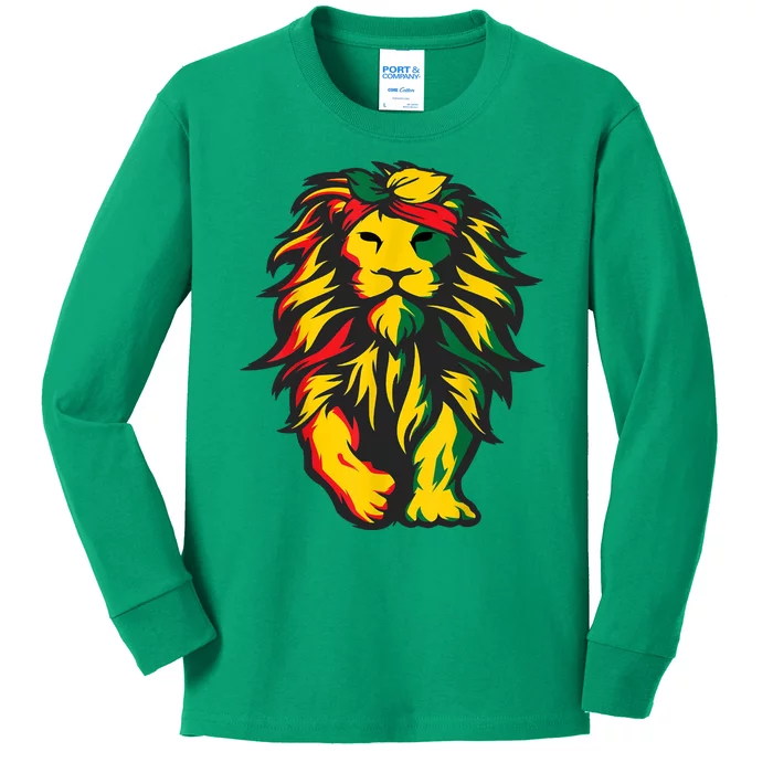 Juneteenth Lion Black History African American Kids Long Sleeve Shirt