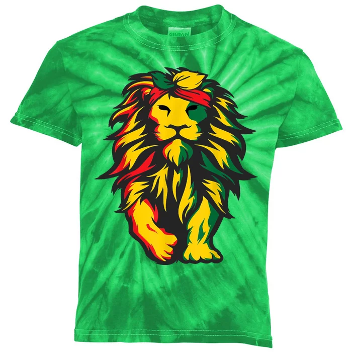 Juneteenth Lion Black History African American Kids Tie-Dye T-Shirt