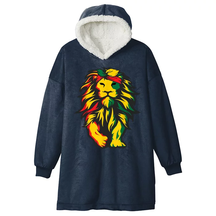 Juneteenth Lion Black History African American Hooded Wearable Blanket