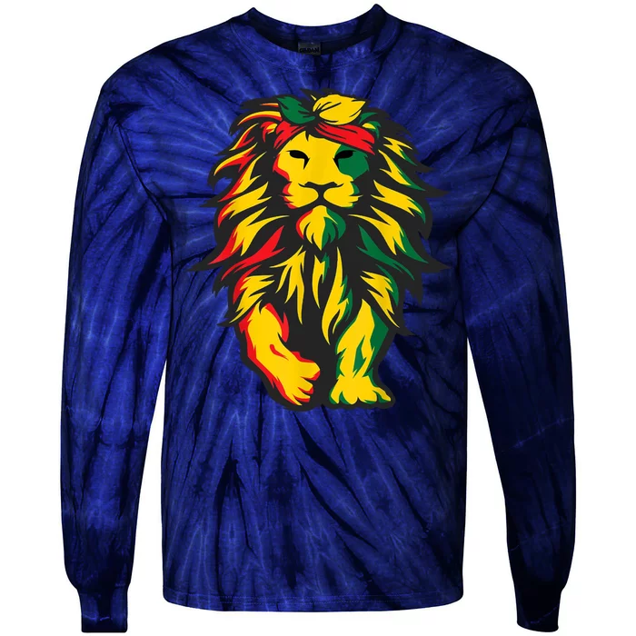 Juneteenth Lion Black History African American Tie-Dye Long Sleeve Shirt