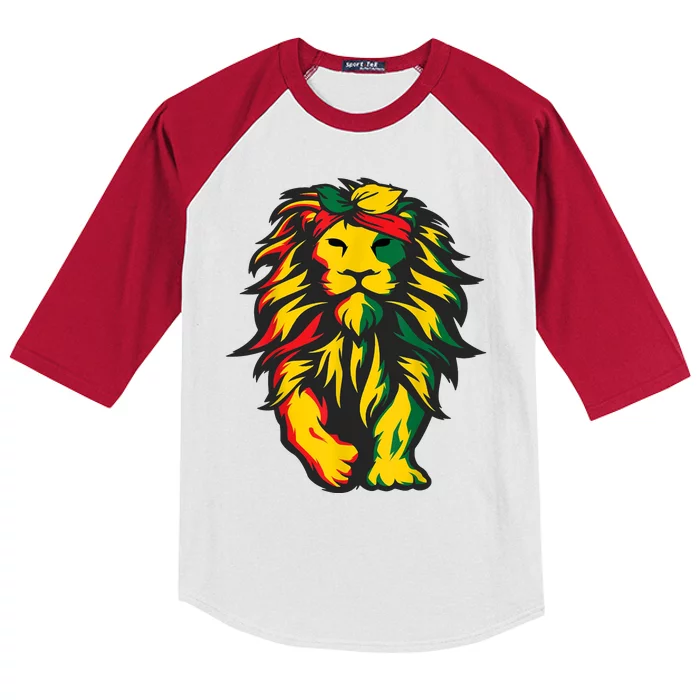 Juneteenth Lion Black History African American Kids Colorblock Raglan Jersey