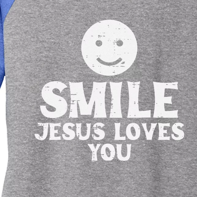 Jesus Loves Christ God Inspirational Christian Women's Tri-Blend 3/4-Sleeve Raglan Shirt