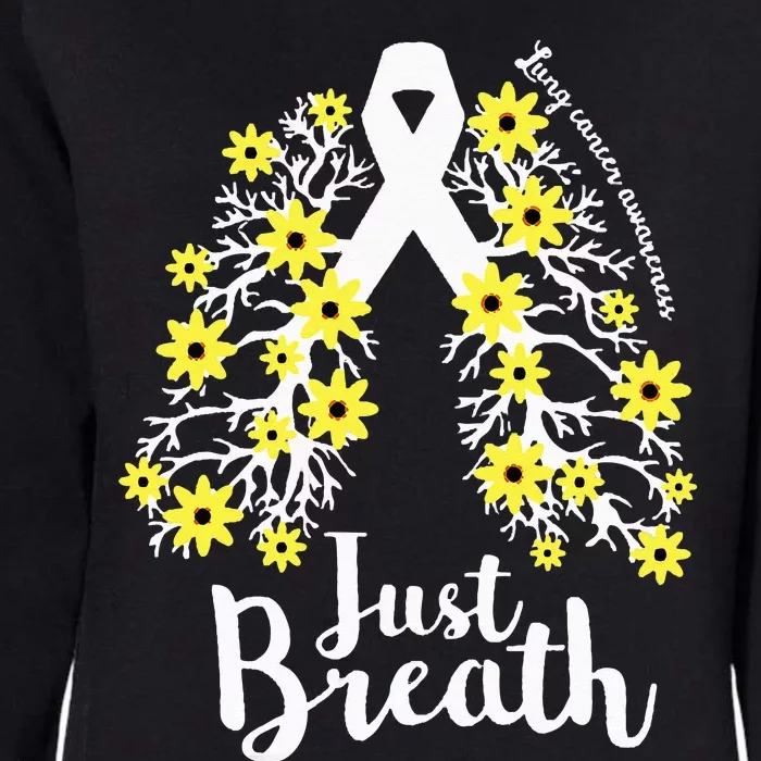 JustBreathe Lung Cancer Awareness Support Ribbon Costume Womens California Wash Sweatshirt