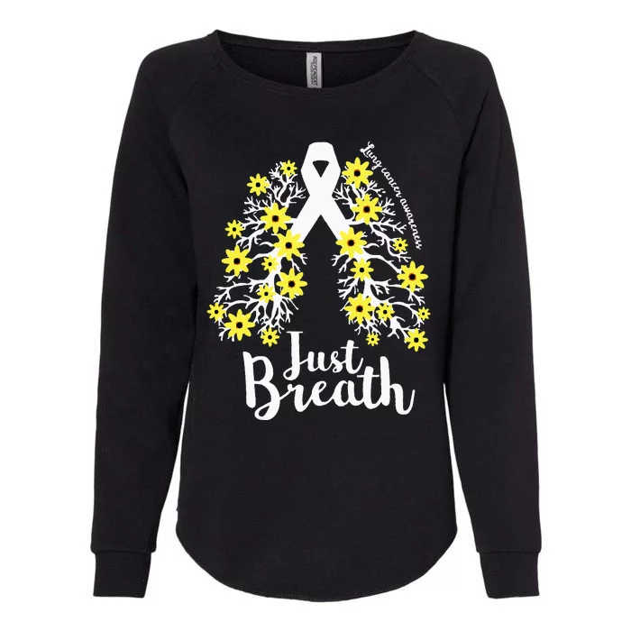 JustBreathe Lung Cancer Awareness Support Ribbon Costume Womens California Wash Sweatshirt