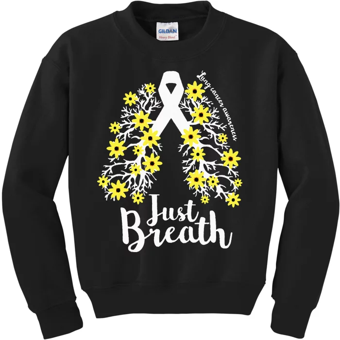 JustBreathe Lung Cancer Awareness Support Ribbon Costume Kids Sweatshirt