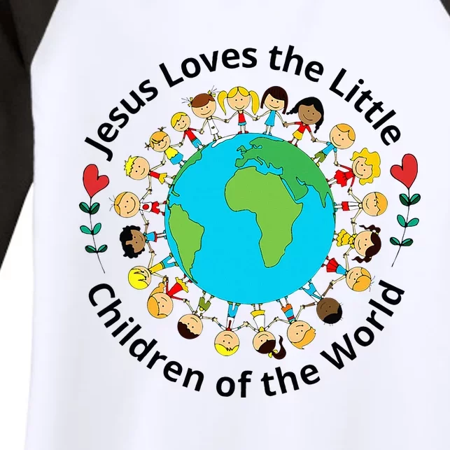 Jesus Loves Children Of World Christian Mother Teacher Women's Tri-Blend 3/4-Sleeve Raglan Shirt