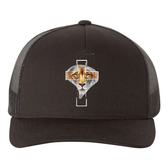 Judah Lion Cross Jesus Christ Religious Faith In God Yupoong Adult 5-Panel Trucker Hat