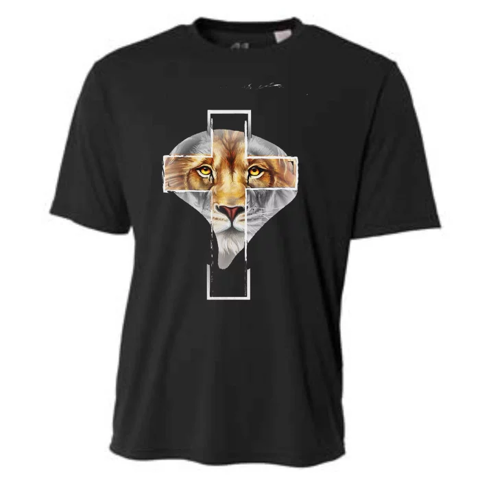 Judah Lion Cross Jesus Christ Religious Faith In God Cooling Performance Crew T-Shirt