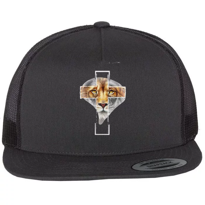 Judah Lion Cross Jesus Christ Religious Faith In God Flat Bill Trucker Hat