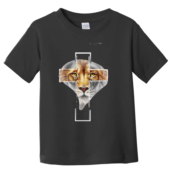 Judah Lion Cross Jesus Christ Religious Faith In God Toddler T-Shirt