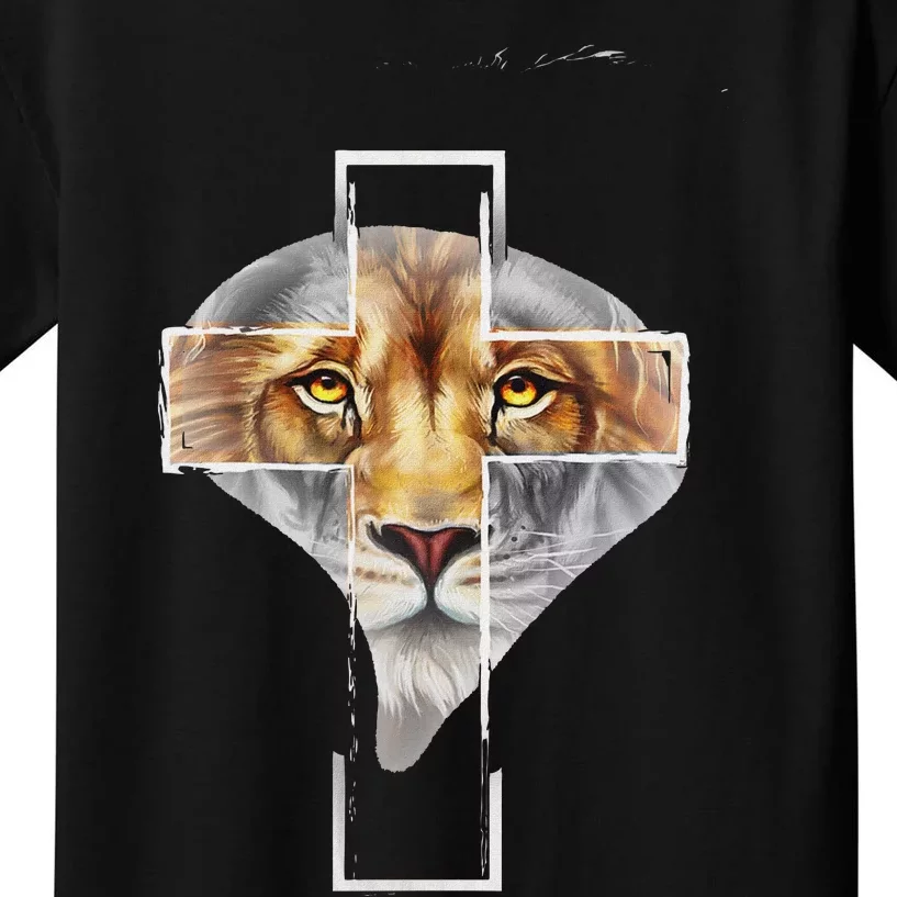 Judah Lion Cross Jesus Christ Religious Faith In God Kids T-Shirt