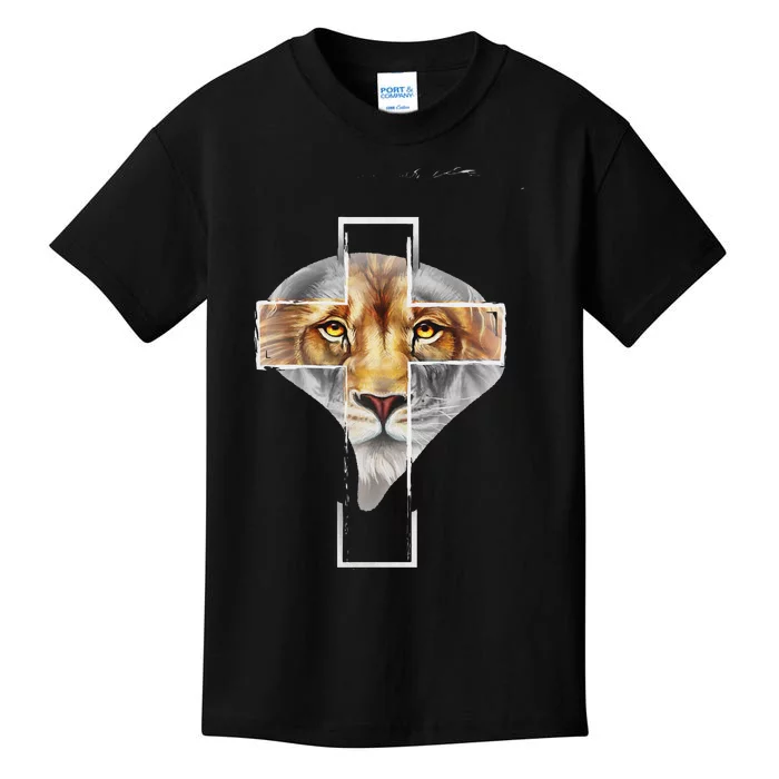 Judah Lion Cross Jesus Christ Religious Faith In God Kids T-Shirt