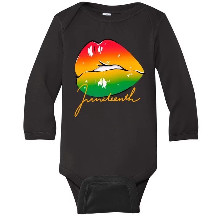 Juneteenth Lips Celebration Baby Long Sleeve Bodysuit