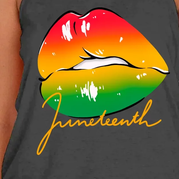 Juneteenth Lips Celebration Women's Knotted Racerback Tank