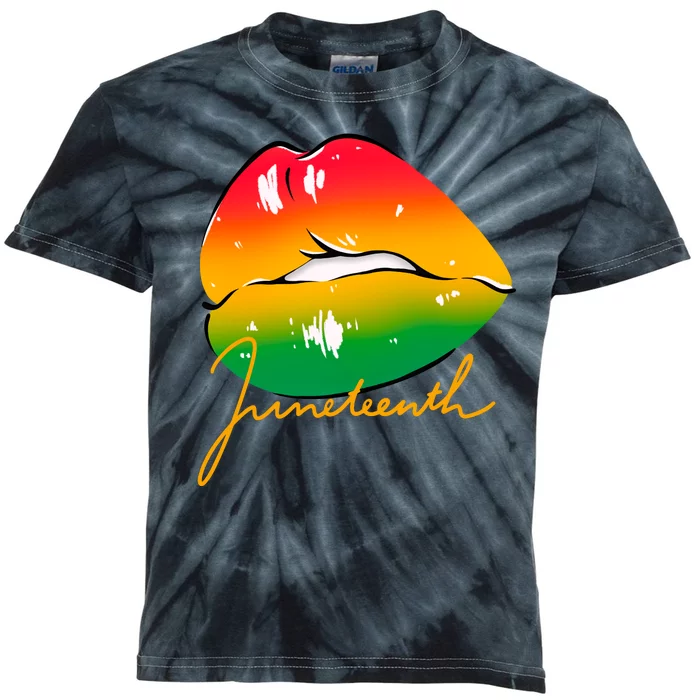 Juneteenth Lips Celebration Kids Tie-Dye T-Shirt