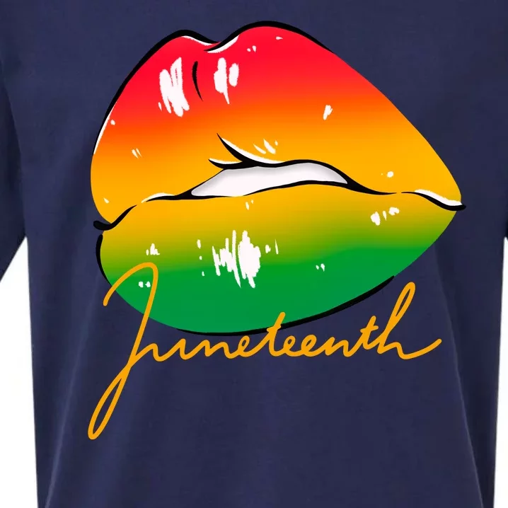 Juneteenth Lips Celebration Sueded Cloud Jersey T-Shirt