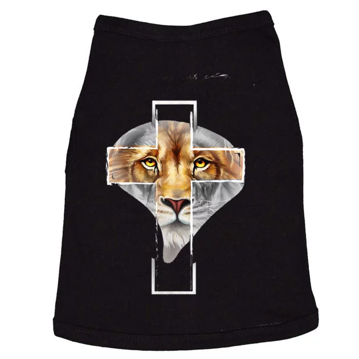 Judah Lion Cross Jesus Christ Religious Faith In God Doggie Tank