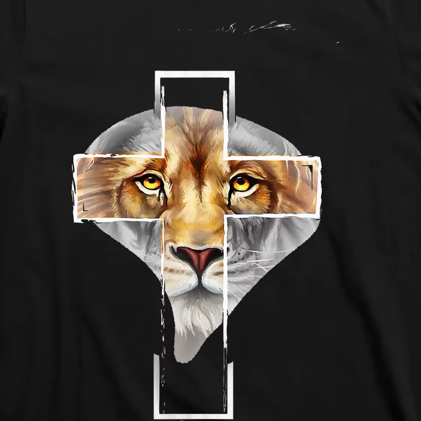 Judah Lion Cross Jesus Christ Religious Faith In God T-Shirt