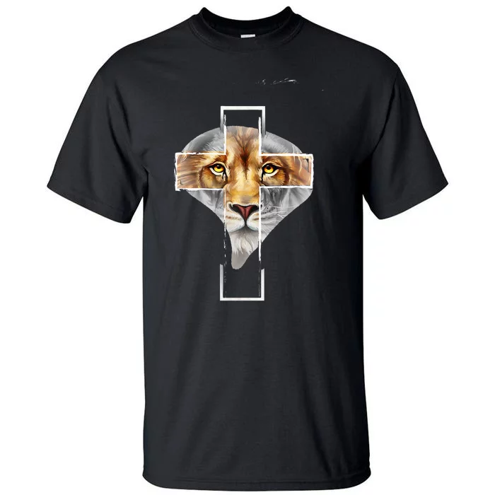 Judah Lion Cross Jesus Christ Religious Faith In God Tall T-Shirt