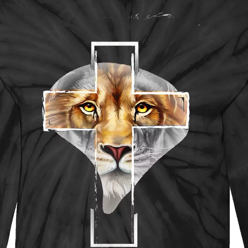 Judah Lion Cross Jesus Christ Religious Faith In God Tie-Dye Long Sleeve Shirt