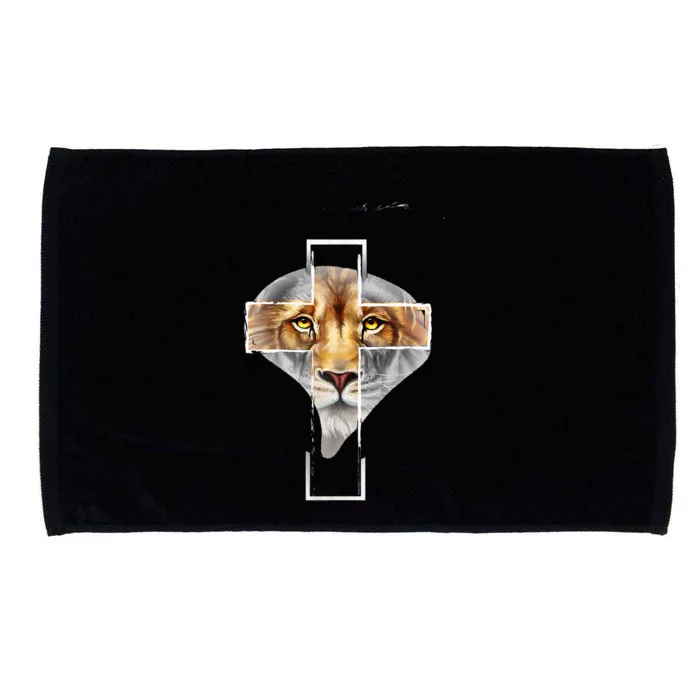 Judah Lion Cross Jesus Christ Religious Faith In God Microfiber Hand Towel