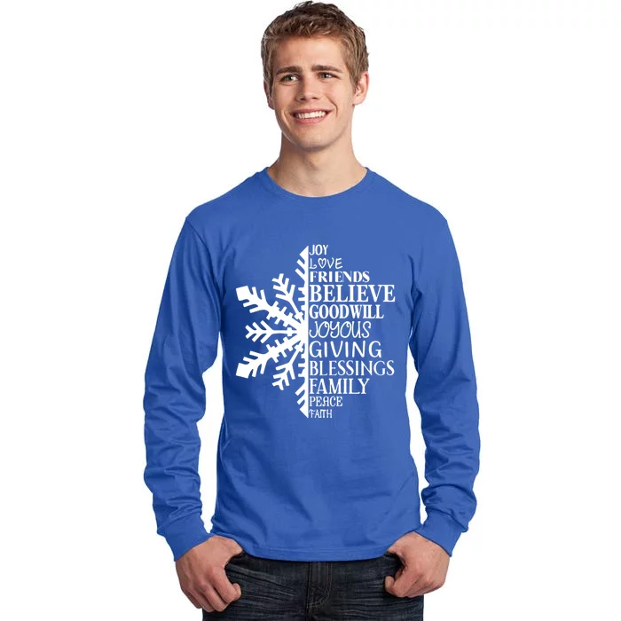 Joy Love Friends Blessings Family Peace Winter Snowflake Meaningful Gift Tall Long Sleeve T-Shirt