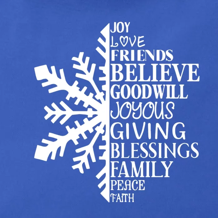 Joy Love Friends Blessings Family Peace Winter Snowflake Meaningful Gift Zip Tote Bag