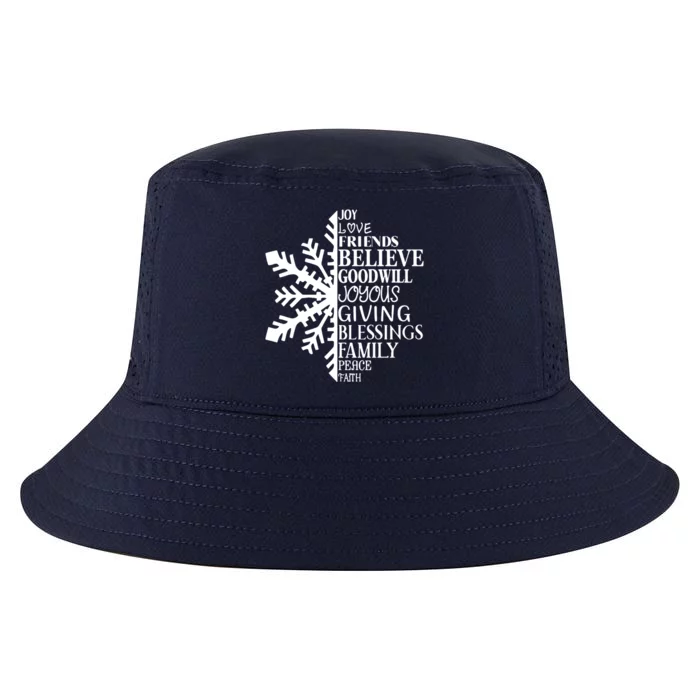 Joy Love Friends Blessings Family Peace Winter Snowflake Cute Gift Cool Comfort Performance Bucket Hat