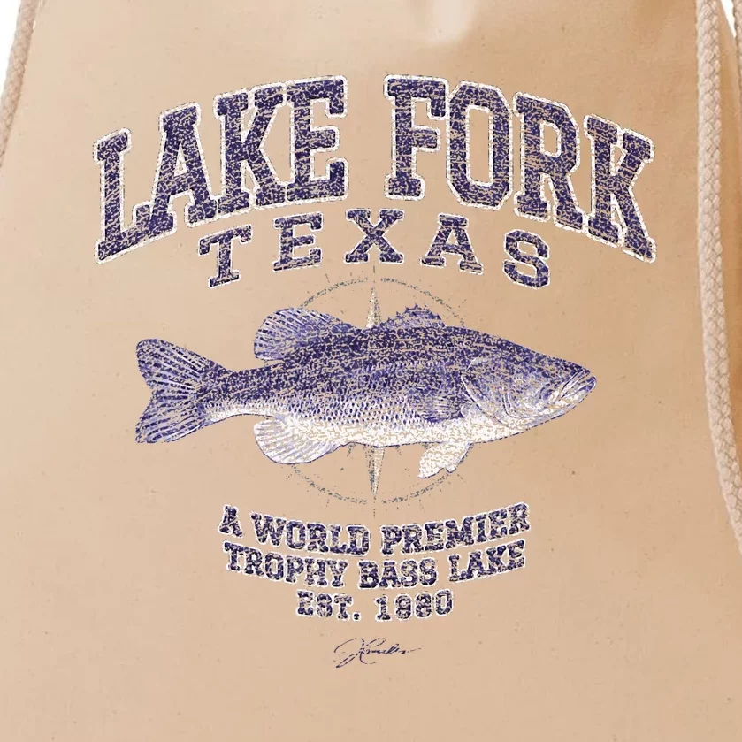 JCombs Lake Fork TX With Largemouth Bass Drawstring Bag