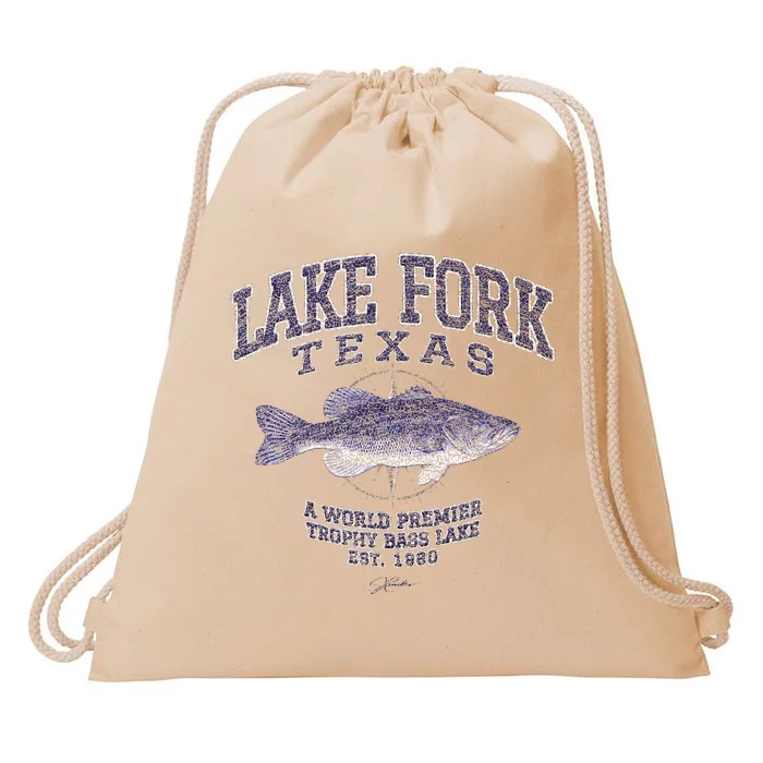 JCombs Lake Fork TX With Largemouth Bass Drawstring Bag