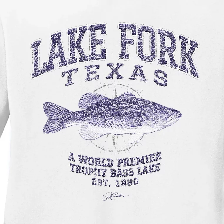 JCombs Lake Fork TX With Largemouth Bass Ladies Long Sleeve Shirt