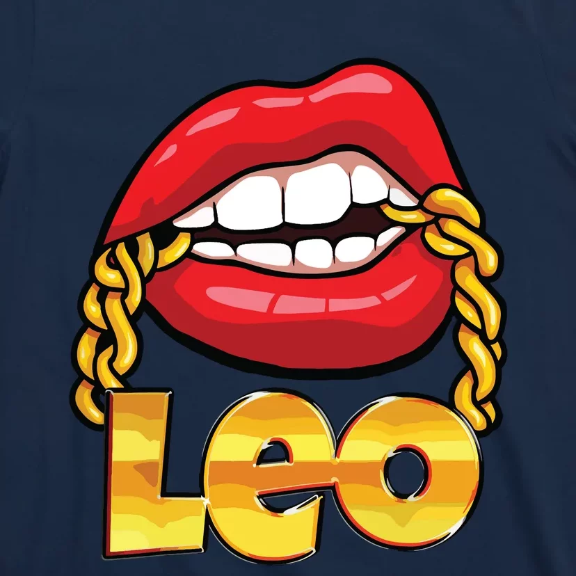 Juicy Lips Gold Chain Leo Zodiac Sign T-Shirt