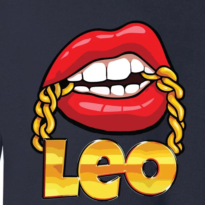 Juicy Lips Gold Chain Leo Zodiac Sign Toddler Sweatshirt