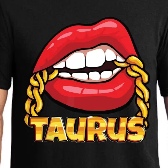 Juicy Lips Gold Chain Taurus Zodiac Sign Pajama Set