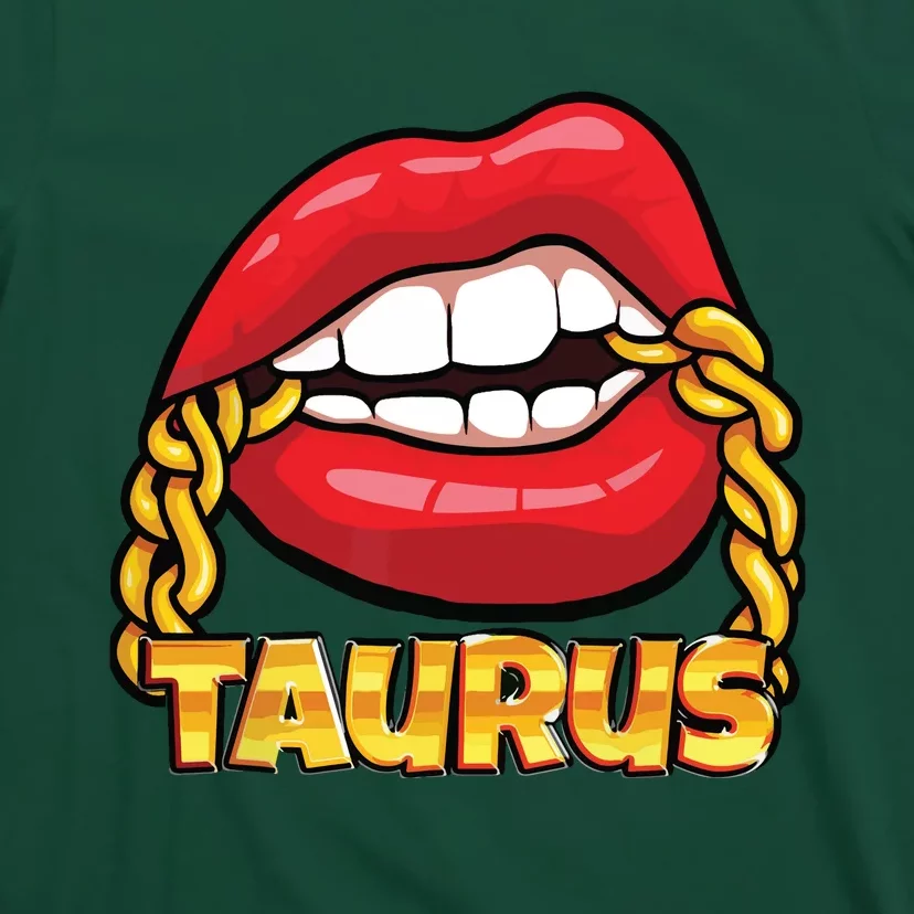 Juicy Lips Gold Chain Taurus Zodiac Sign T-Shirt