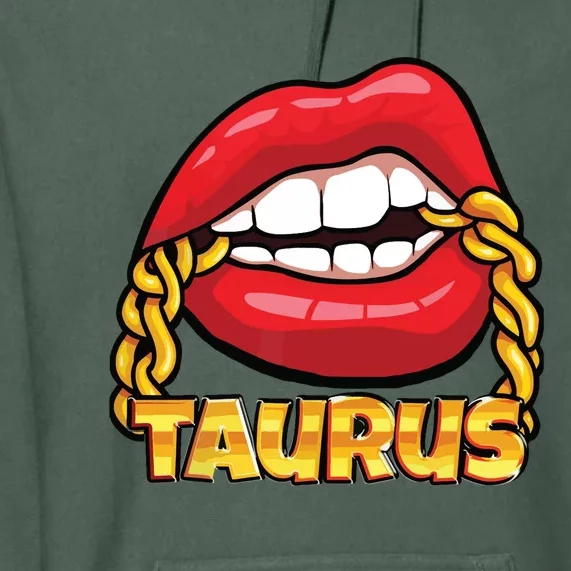 Juicy Lips Gold Chain Taurus Zodiac Sign Premium Hoodie