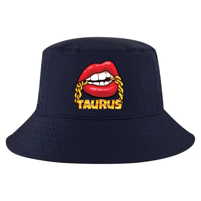 Juicy Lips Gold Chain Taurus Zodiac Sign Cool Comfort Performance Bucket Hat