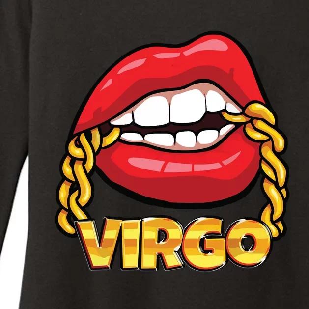 Juicy Lips Gold Chain Virgo Zodiac Sign Womens CVC Long Sleeve Shirt