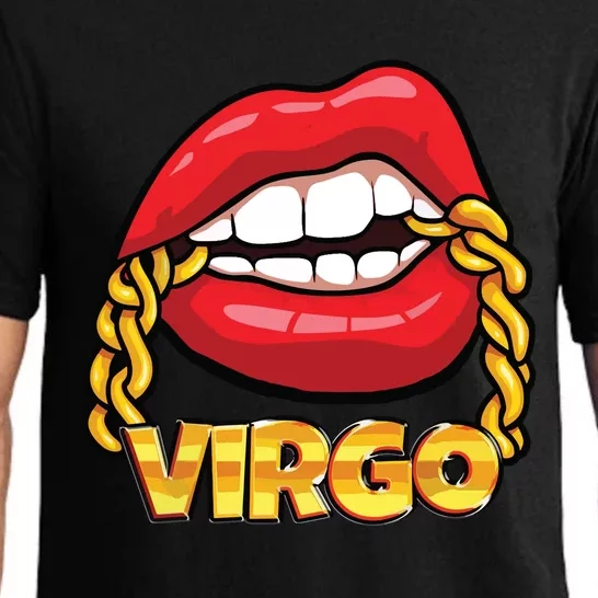 Juicy Lips Gold Chain Virgo Zodiac Sign Pajama Set