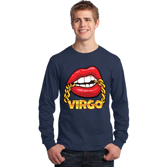 Juicy Lips Gold Chain Virgo Zodiac Sign Tall Long Sleeve T-Shirt