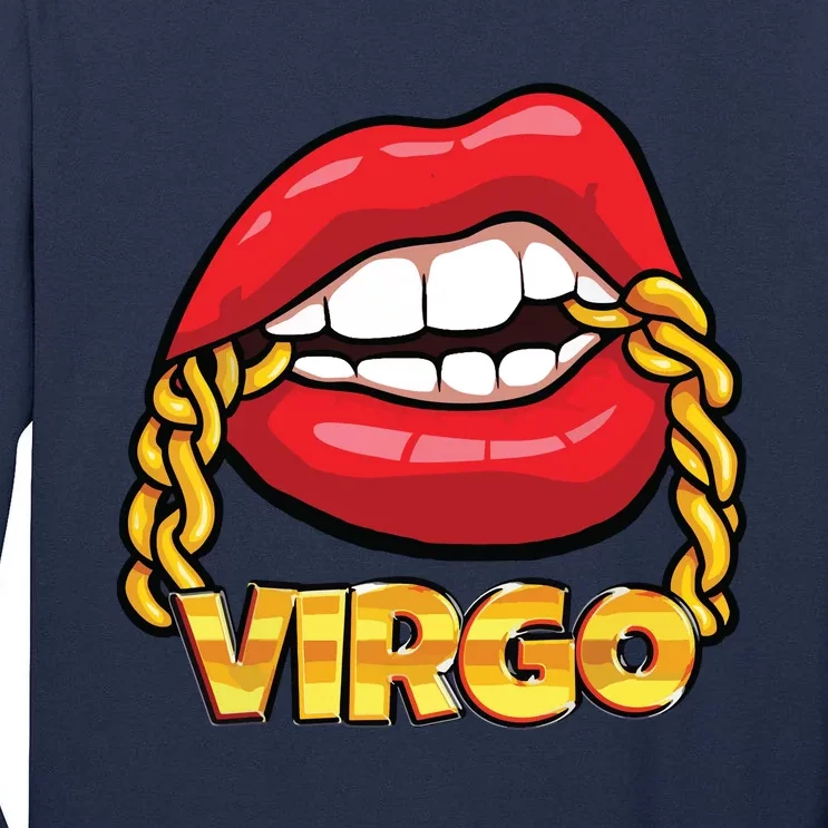 Juicy Lips Gold Chain Virgo Zodiac Sign Tall Long Sleeve T-Shirt