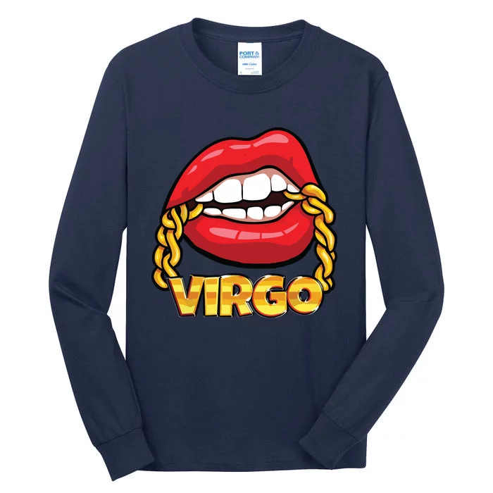 Juicy Lips Gold Chain Virgo Zodiac Sign Tall Long Sleeve T-Shirt